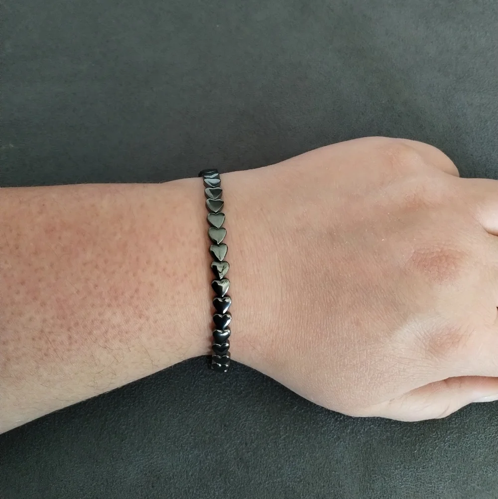 Handmade Gunmetal Plated Hematite Heart Bracelet